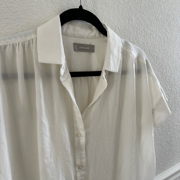 Everlane Women's Drapey Square Shirt Boxy Ivory Bone 2 - Picture 7 of 11